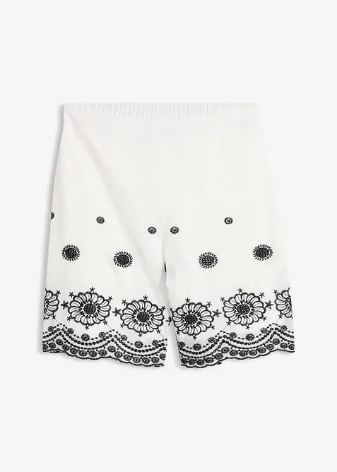 Short en twill avec dentelle ajour&eacute;e, bonprix
