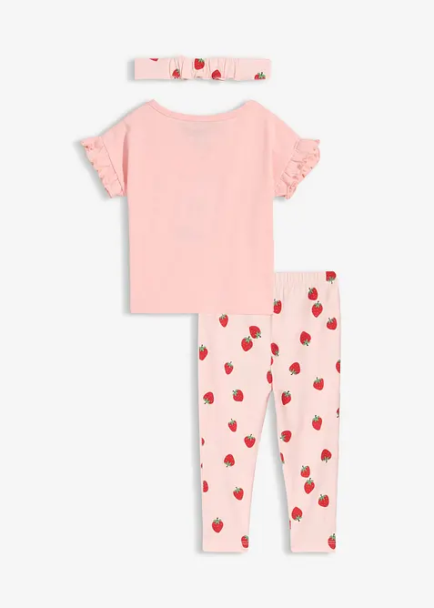 T-shirt, legging et accessoire en coton (ens. 3 pces), bonprix
