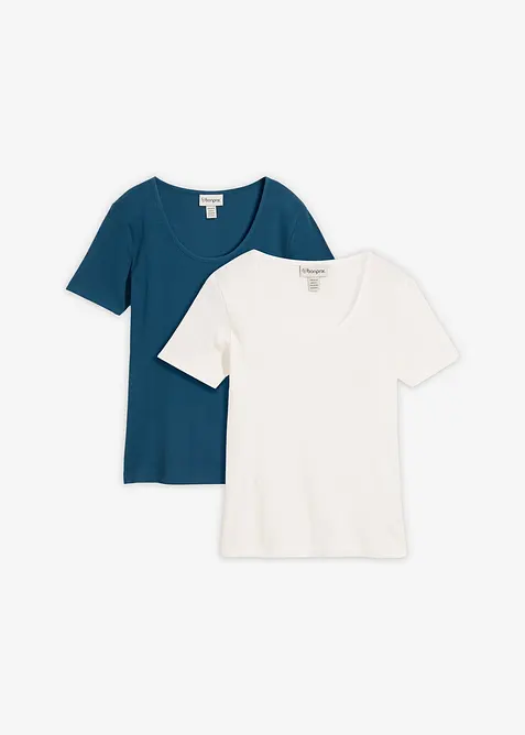 Lot de 2 T-shirts en coton c&ocirc;tel&eacute;, bonprix