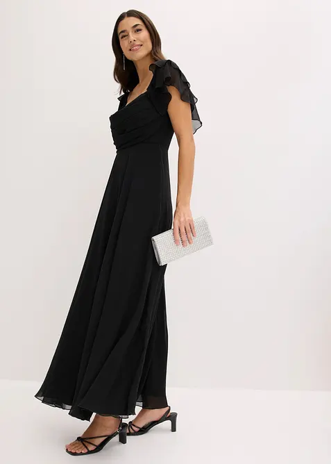 Robe de soir&eacute;e en mousseline avec drap&eacute;, bonprix