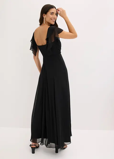 Robe de soir&eacute;e en mousseline avec drap&eacute;, bonprix