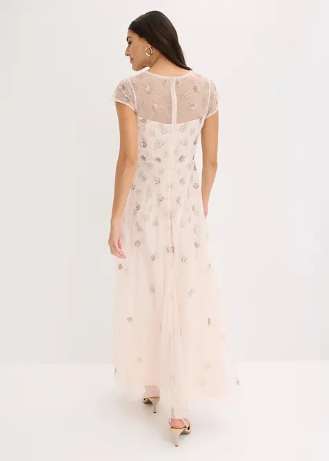 Robe de soir&eacute;e en tulle d&eacute;licat avec sequins brod&eacute;s, bonprix
