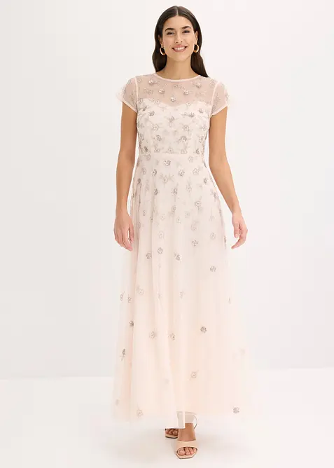 Robe de soir&eacute;e en tulle d&eacute;licat avec sequins brod&eacute;s, bonprix