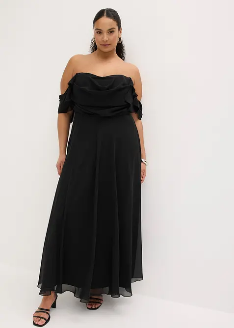 Robe de soir&eacute;e en mousseline avec drap&eacute;, bonprix