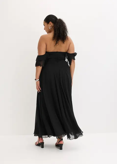 Robe de soir&eacute;e en mousseline avec drap&eacute;, bonprix