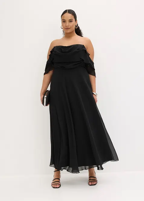 Robe de soir&eacute;e en mousseline avec drap&eacute;, bonprix