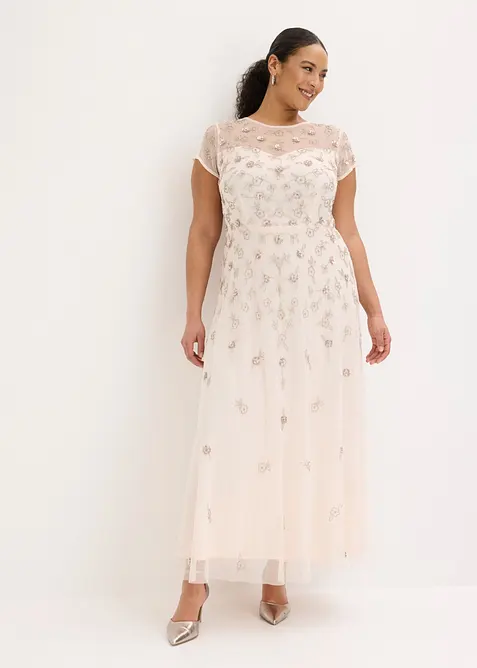Robe de soir&eacute;e en tulle d&eacute;licat avec sequins brod&eacute;s, bonprix