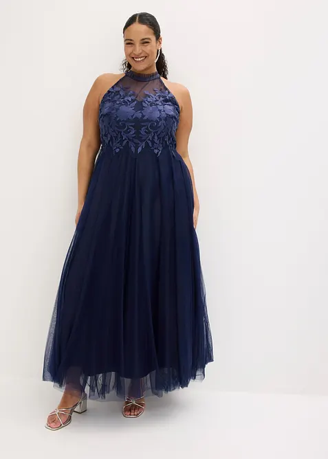 Robe de soir&eacute;e en tulle d&eacute;licat avec dentelle, bonprix