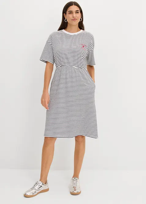 Robe ray&eacute;e avec broderie, bonprix