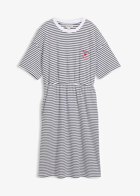 Robe ray&eacute;e avec broderie, bonprix