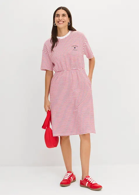 Robe ray&eacute;e avec broderie, bonprix