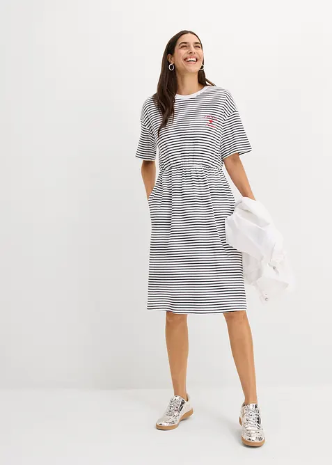 Robe ray&eacute;e avec broderie, bonprix