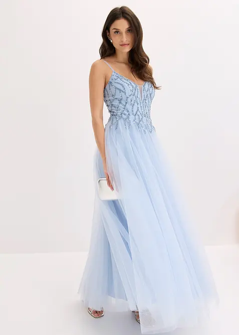 Robe de soir&eacute;e en tulle avec d&eacute;cors en strass, bonprix