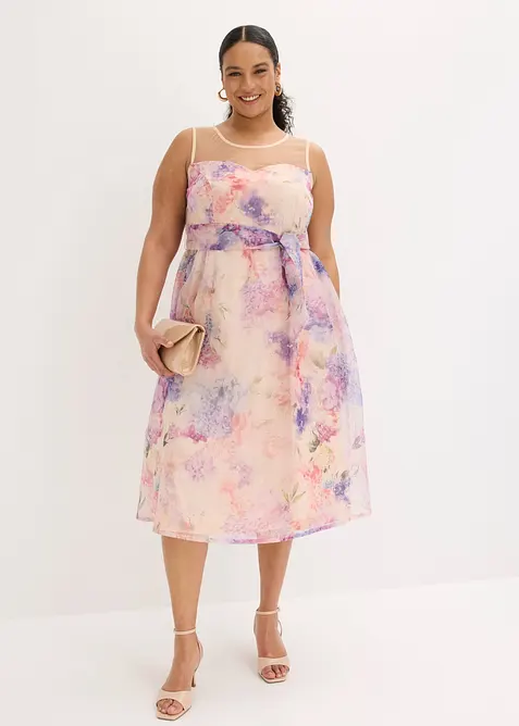 Robe midi en tulle d&eacute;licat, bonprix
