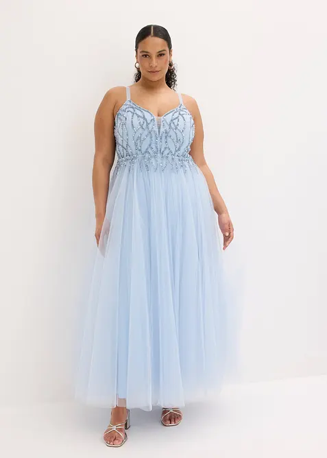 Robe de soir&eacute;e en tulle avec d&eacute;cors en strass, bonprix