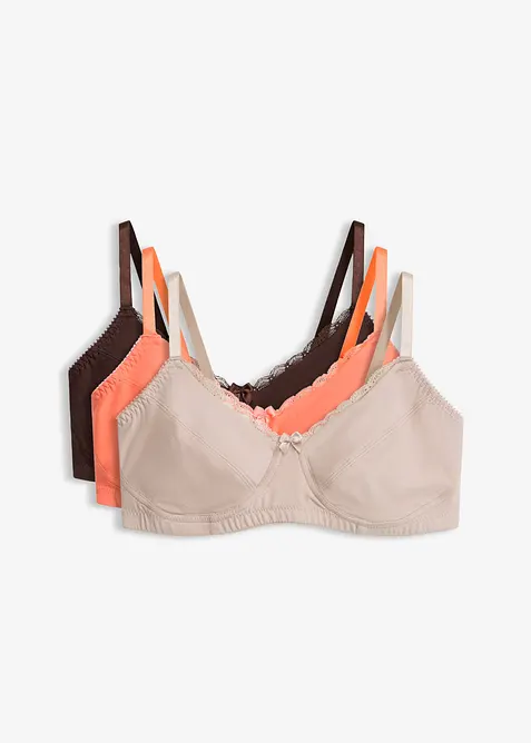 Lot de 3 soutiens-gorge coton sans armatures, bonprix