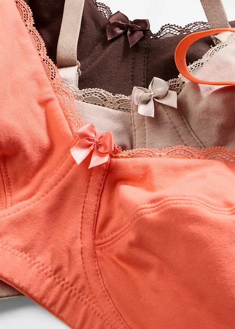 Lot de 3 soutiens-gorge coton sans armatures, bonprix