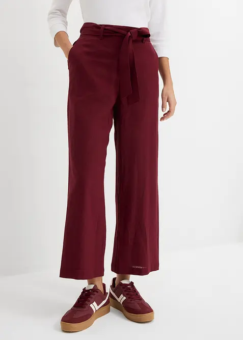 Pantalon large en lin m&eacute;lang&eacute;, bonprix