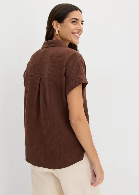 Blouse manches courtes en gaze de coton l&eacute;g&egrave;re, bonprix