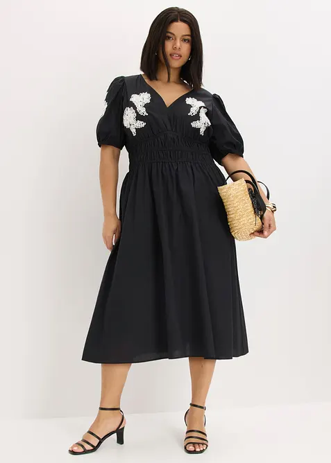 Robe midi brod&eacute;e, bonprix