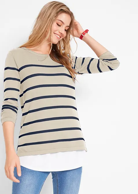 Pull de grossesse et d&rsquo;allaitement en maille l&eacute;g&egrave;re, bonprix