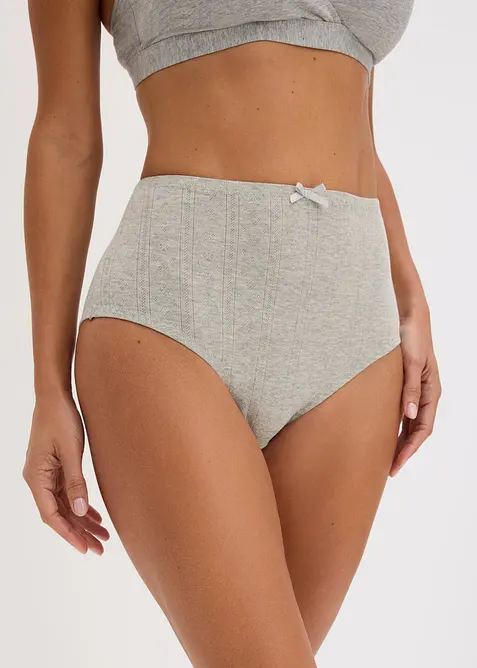 Lot de 4 slips taille haute en coton l&eacute;ger, bonprix