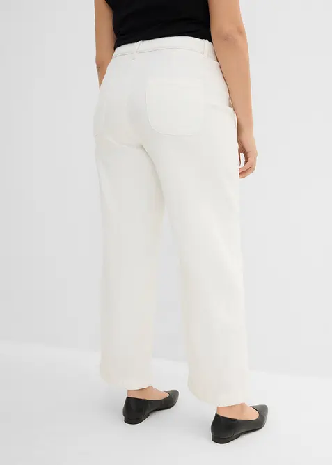 Jean large, taille haute et &eacute;lastiqu&eacute;e, cropped, bonprix