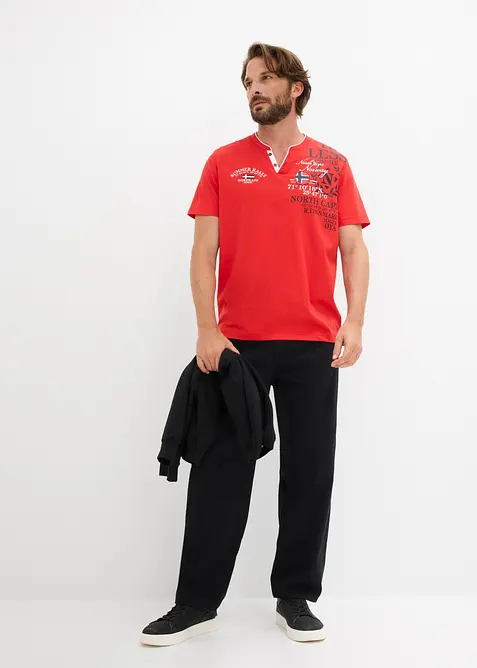 T-shirt col tunisien 100% coton, bonprix