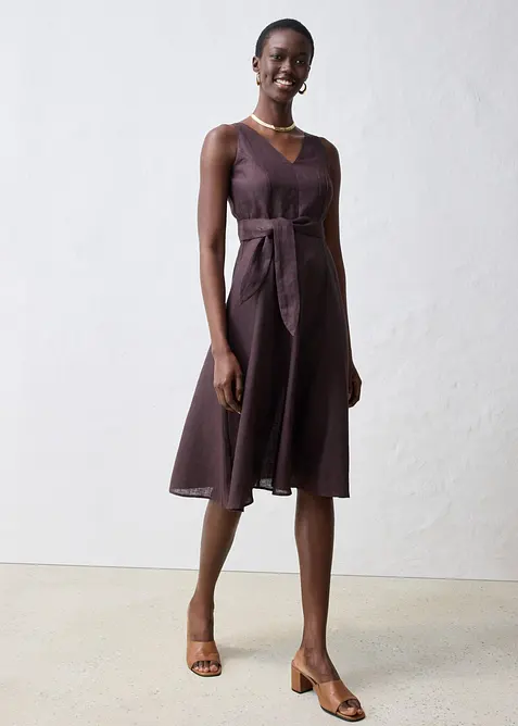 Robe midi 100% lin, bonprix