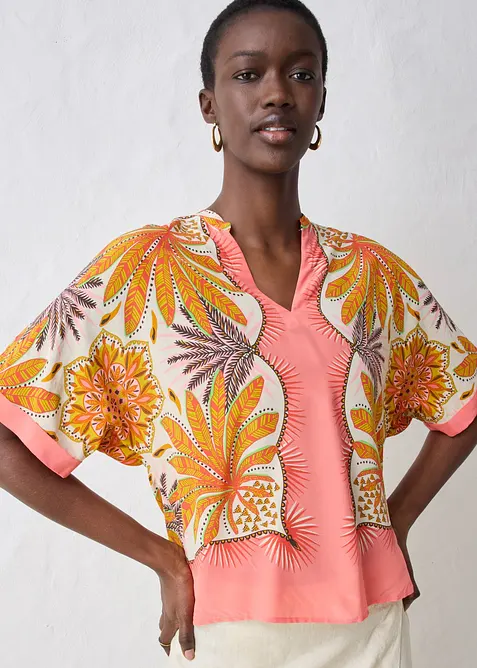 Blouse en soie m&eacute;lang&eacute;e, bonprix
