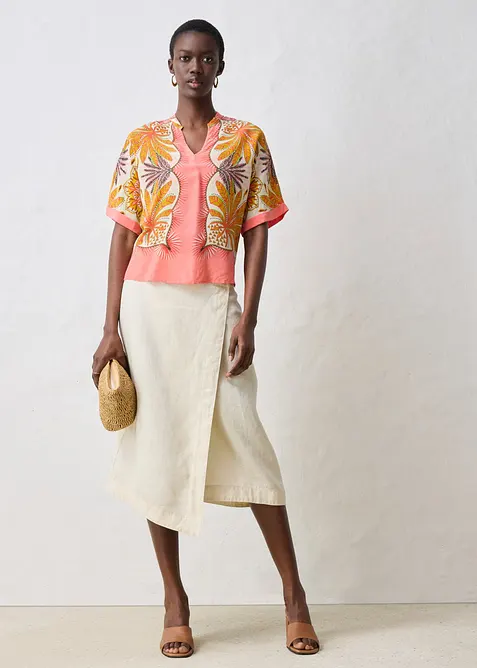 Blouse en soie m&eacute;lang&eacute;e, bonprix