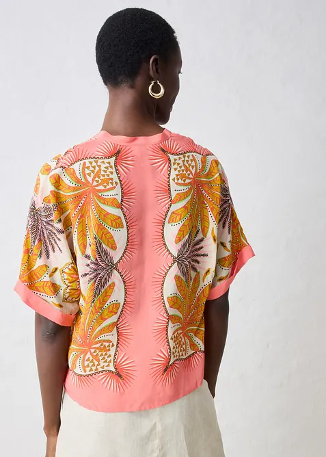 Blouse en soie m&eacute;lang&eacute;e, bonprix