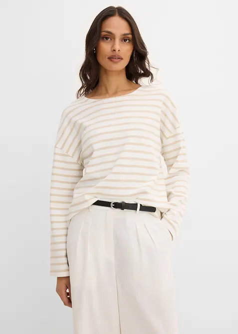 T-shirt manches longues ray&eacute; en coton, bonprix