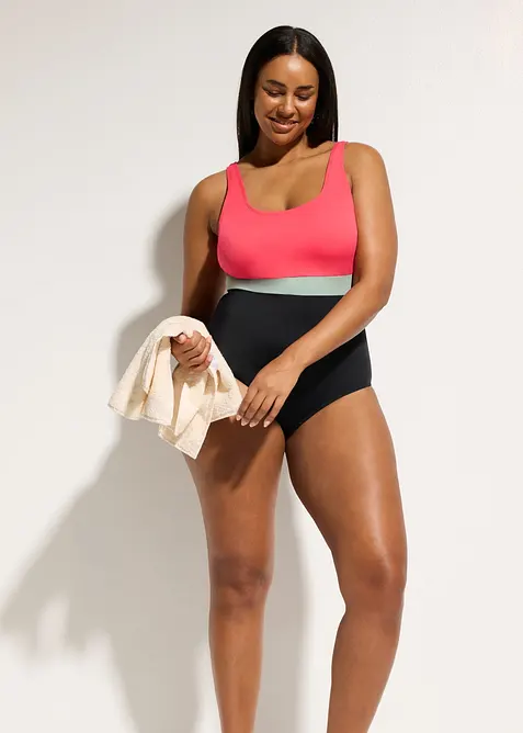 Maillot 1 pi&egrave;ce s&eacute;chage rapide, color-block, bonprix