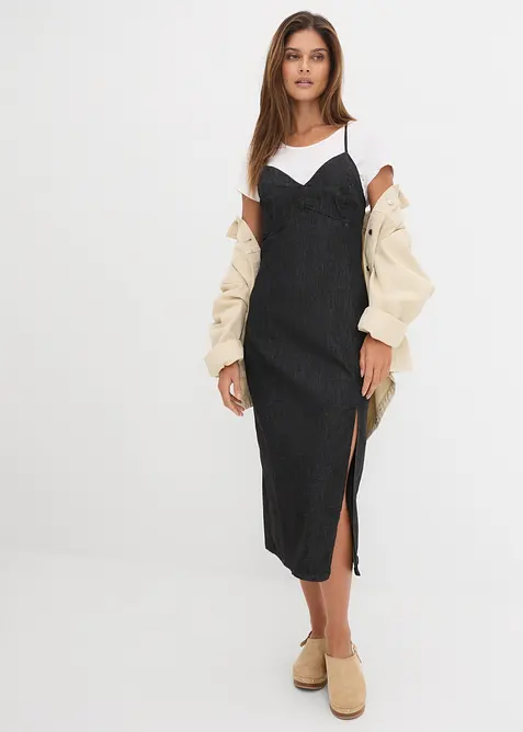 Robe en jean fendue, bonprix