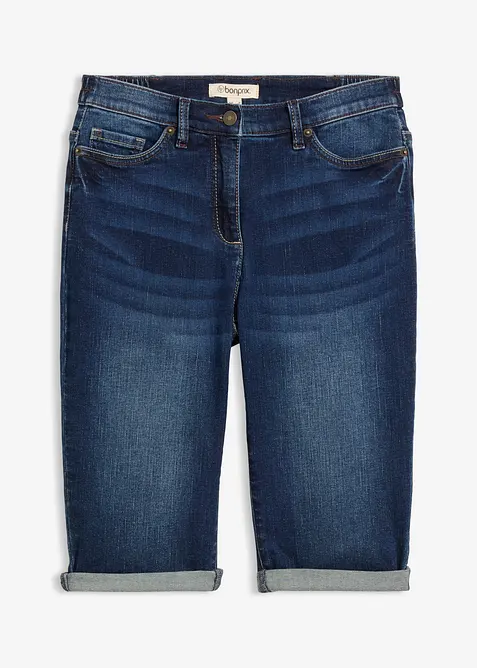 Bermuda en jean, taille mi-haute &eacute;lastiqu&eacute;e, bonprix