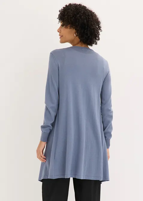 Long gilet en maille de coton m&eacute;lang&eacute;, bonprix