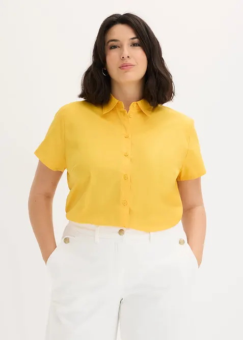 Chemisier manches courtes en popeline, bonprix