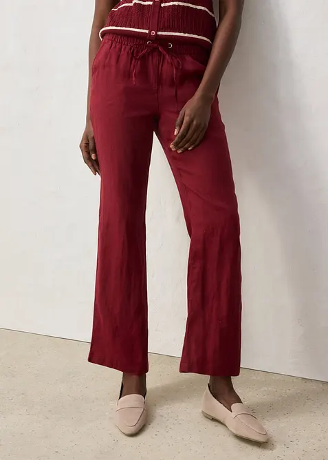 Pantalon taille &eacute;lastiqu&eacute;e 100% lin, bonprix