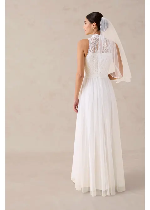 Robe de mari&eacute;e en tulle et dentelle, bonprix