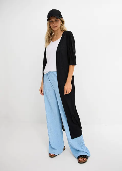 Long gilet en maille aspect lin, bonprix