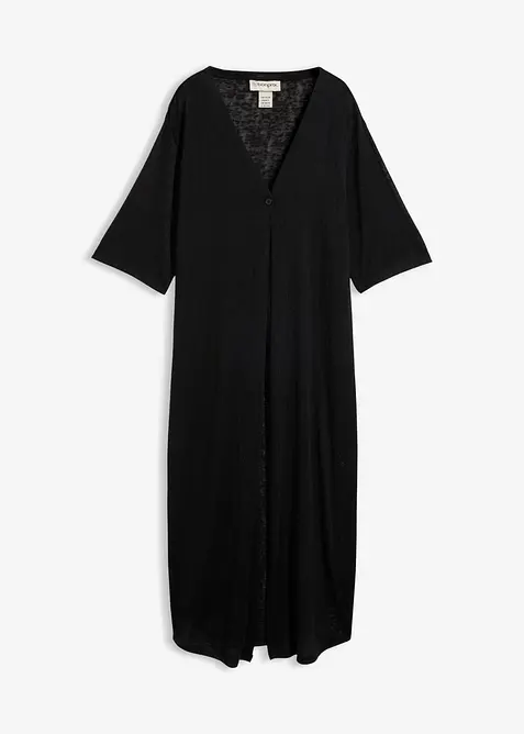 Long gilet en maille aspect lin, bonprix