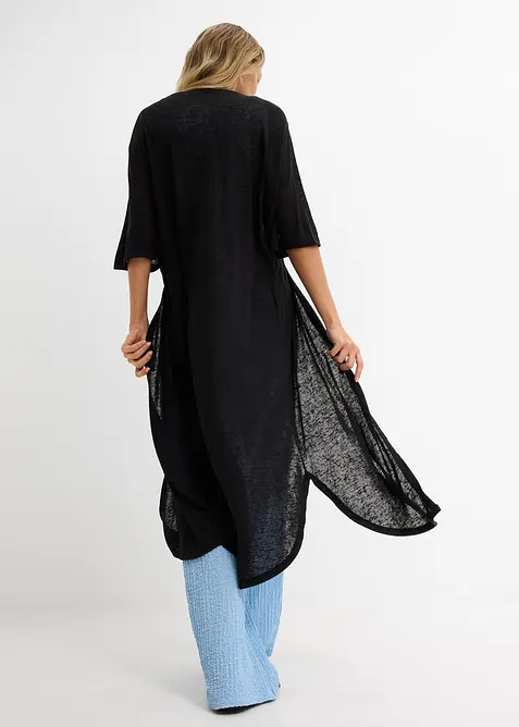 Long gilet en maille aspect lin, bonprix