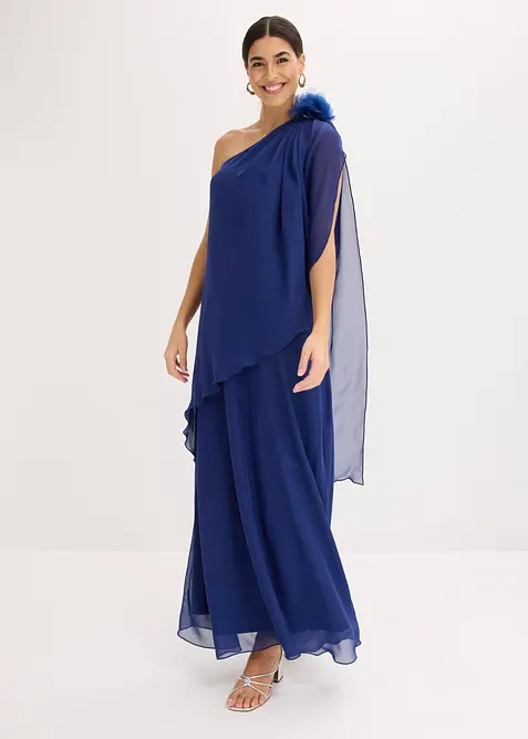 Robe de soir&eacute;e en mousseline avec fleur appliqu&eacute;e, bonprix