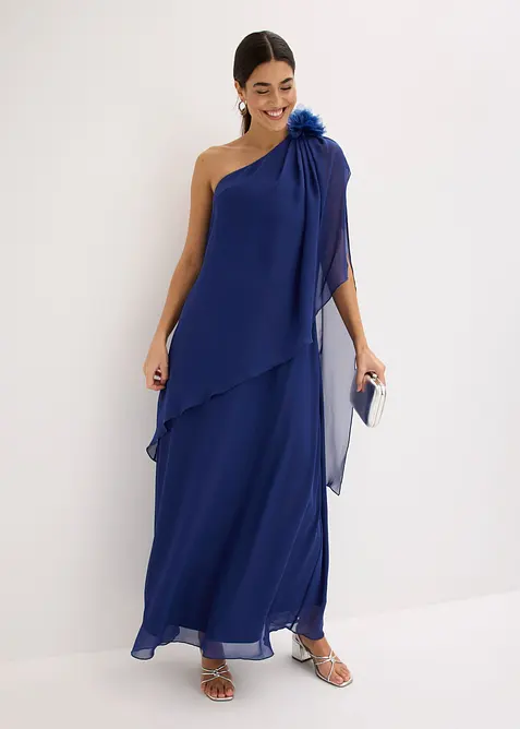 Robe de soir&eacute;e en mousseline avec fleur appliqu&eacute;e, bonprix