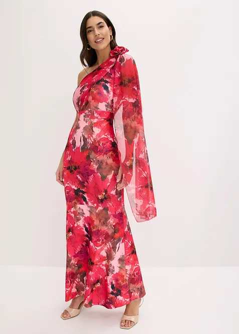 Robe de soir&eacute;e une &eacute;paule avec application de fleur, bonprix