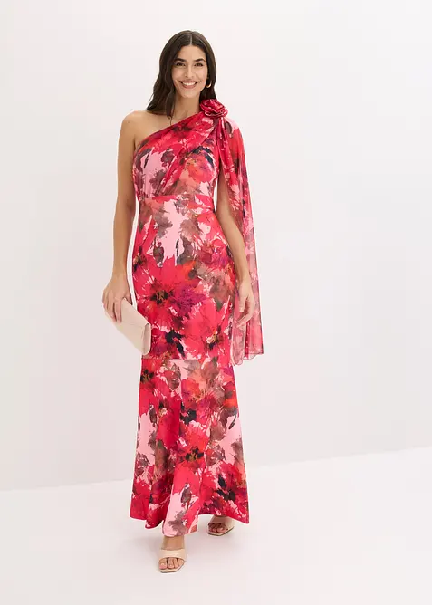 Robe de soir&eacute;e une &eacute;paule avec application de fleur, bonprix