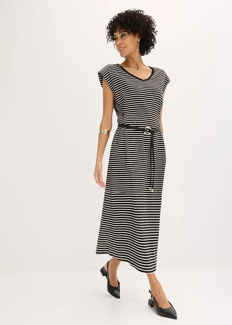 Robe en jersey ray&eacute; &agrave; taille r&eacute;glable, bonprix