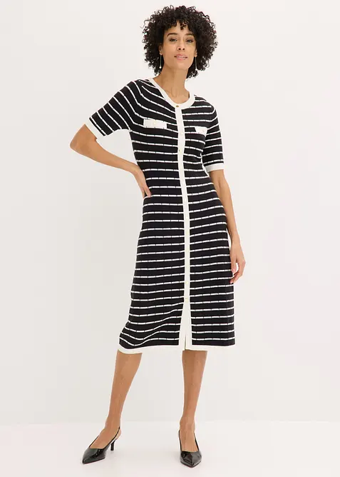 Robe en maille boutonn&eacute;e, bonprix