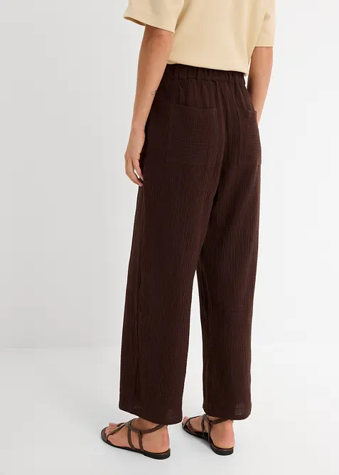 Pantalon barrel en gaze 100% coton, bonprix